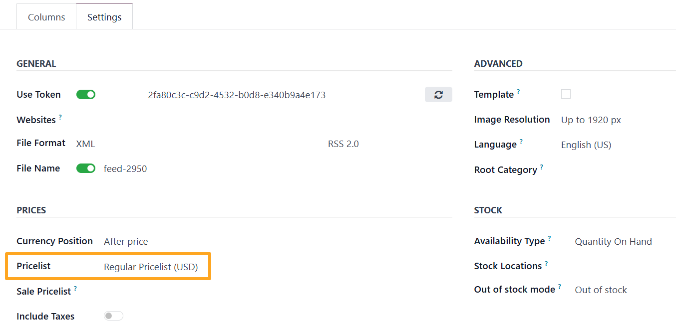 Odoo 18.0 Google Merchant Center GMC Product Data Feed Pricelist Field
